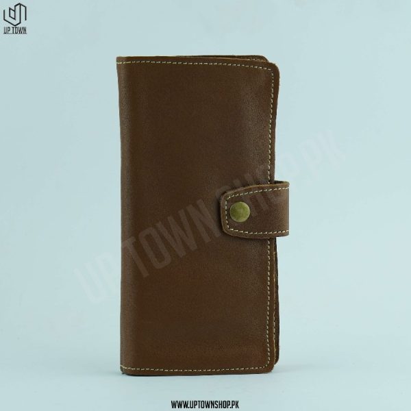 Real Leather Brown Long Wallet for Mobile with Lock LW2