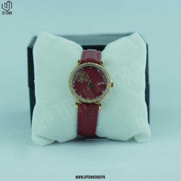Fitron Maroon Diamond Class Strap Watch for Girls F-9168L