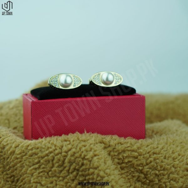Gold Diamond Stone Men Cufflinks for Shirts & Suit