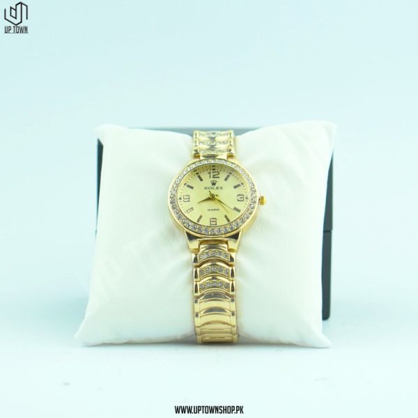 Fashion Diamond Classic Dial Ladies Gold Chain Watch