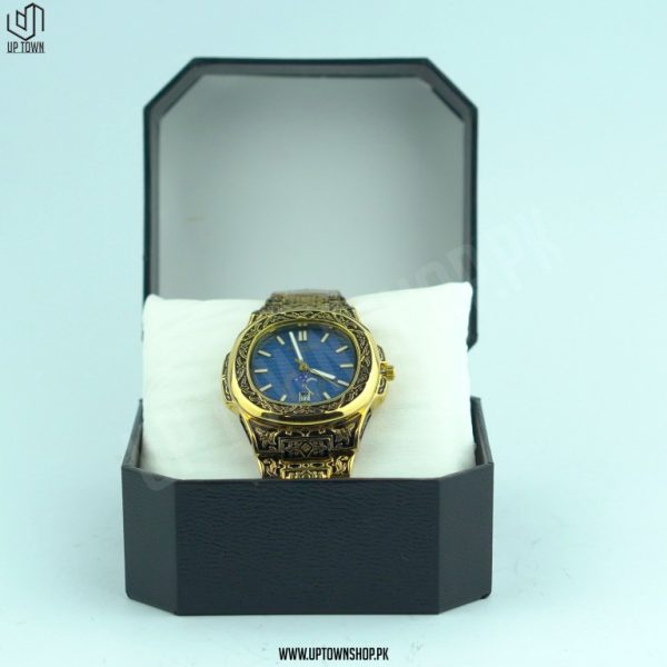 Patek Philippe Nautilus Engraved Gold Chain Watch